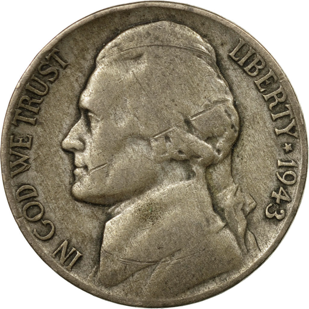Münze, Vereinigte Staaten, Jefferson Nickel, 5 Cents, 1943, U.S. Mint