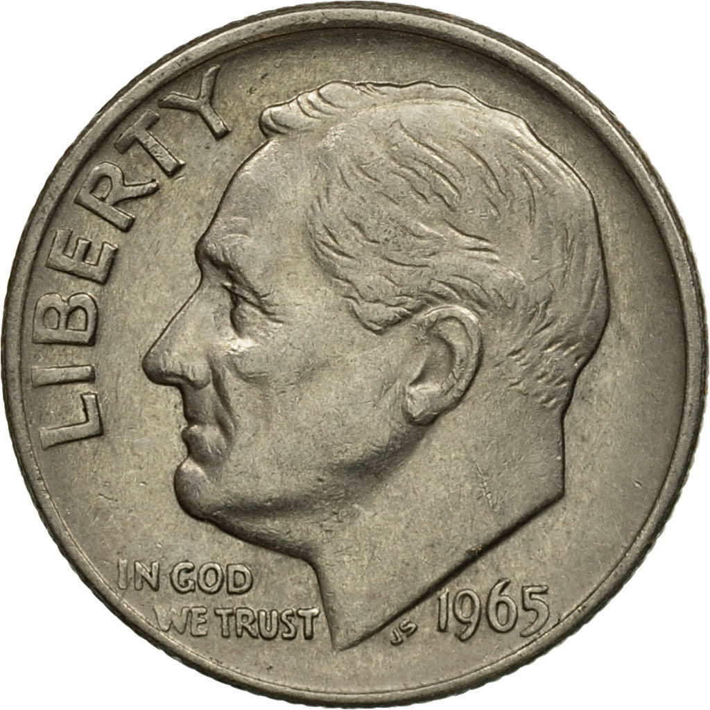 Coin, United States, Roosevelt Dime, Dime, 1965, U.S. Mint, Philadelphia