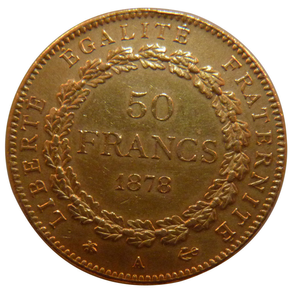 FRANCE, 50 Francs, 1878, Paris, AU(55-58), Gold, Gadoury #1113, 16.10