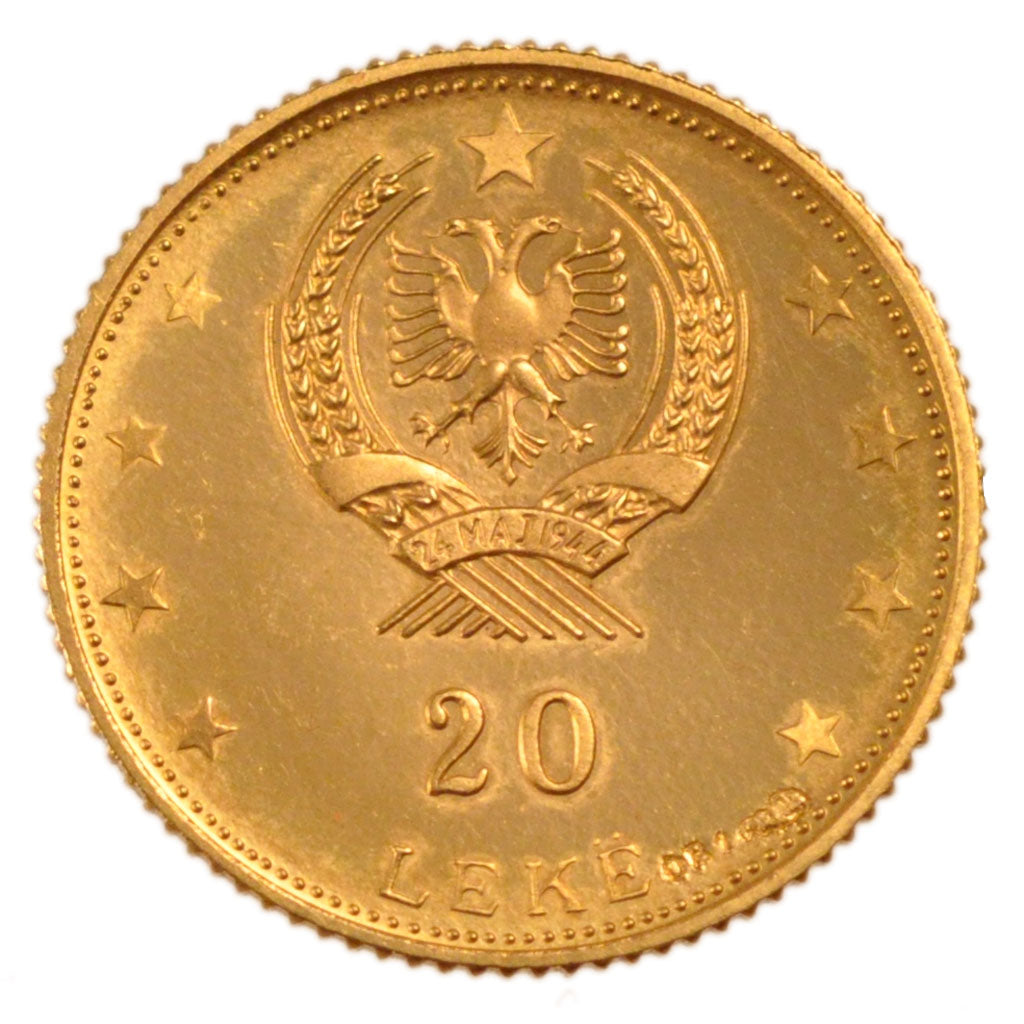 Albania, 20 Leke, 1968, KM #51.6, MS(65-70), Gold, 3.90
