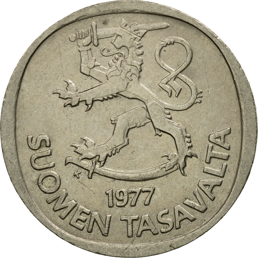 Coin, Finland, Markka, 1977, EF(40-45), Copper-nickel, KM:49a