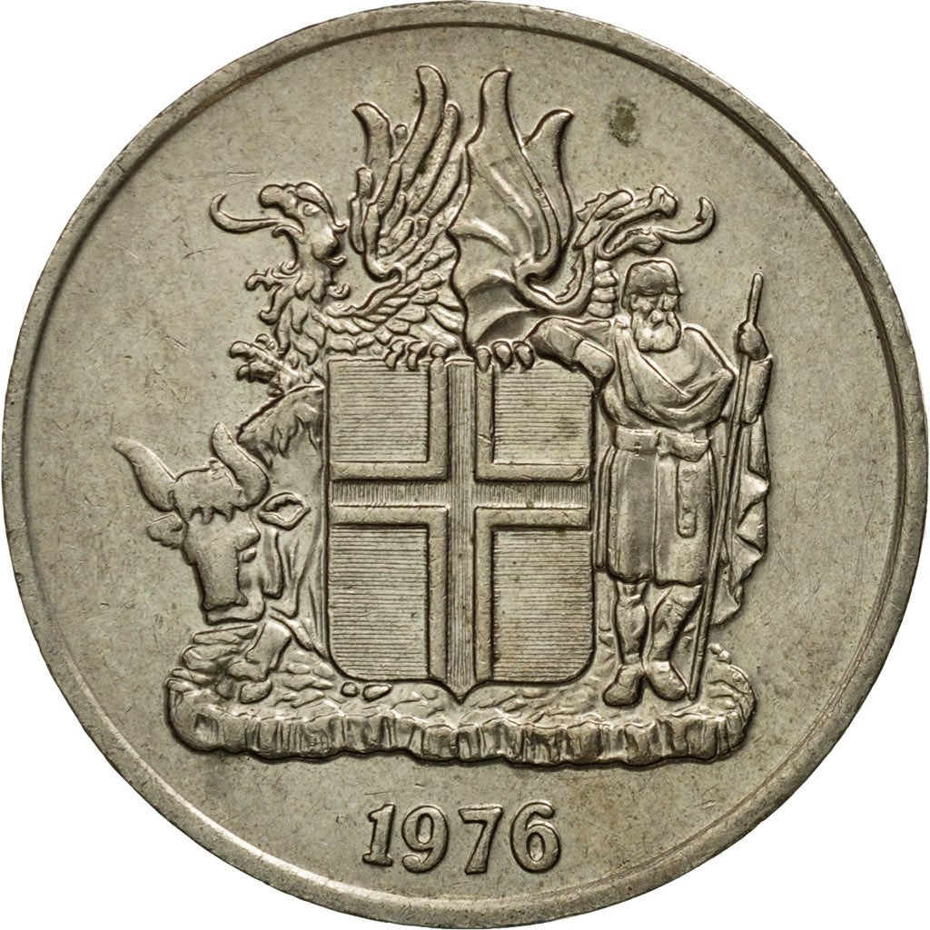 Coin, Iceland, 10 Kronur, 1976, EF(40-45), Copper-nickel, KM:15