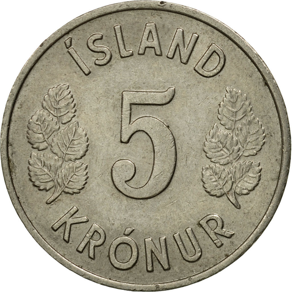 Coin, Iceland, 5 Kronur, 1971, EF(40-45), Copper-nickel, KM:18