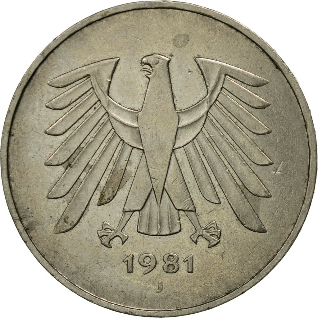Monnaie, République fédérale allemande, 5 Mark, 1981, Hambourg, TTB