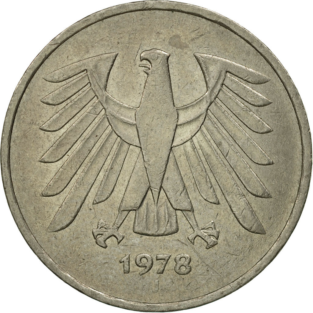 Coin, GERMANY - FEDERAL REPUBLIC, 5 Mark, 1978, Hambourg, EF(40-45)