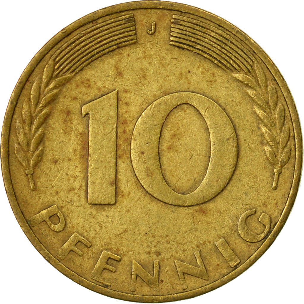 Monnaie, République fédérale allemande, 10 Pfennig, 1970, Hambourg, TB, Brass