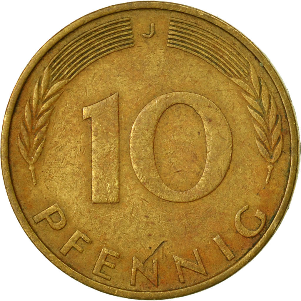 Moneta, Niemcy - RFN, 10 Pfennig, 1971, Hambourg, VF(30-35), Mosiądz powlekany