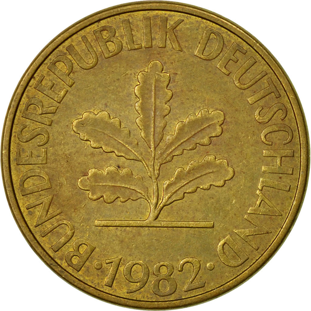 Moneta, Niemcy - RFN, 10 Pfennig, 1982, Hambourg, VF(20-25), Mosiądz powlekany