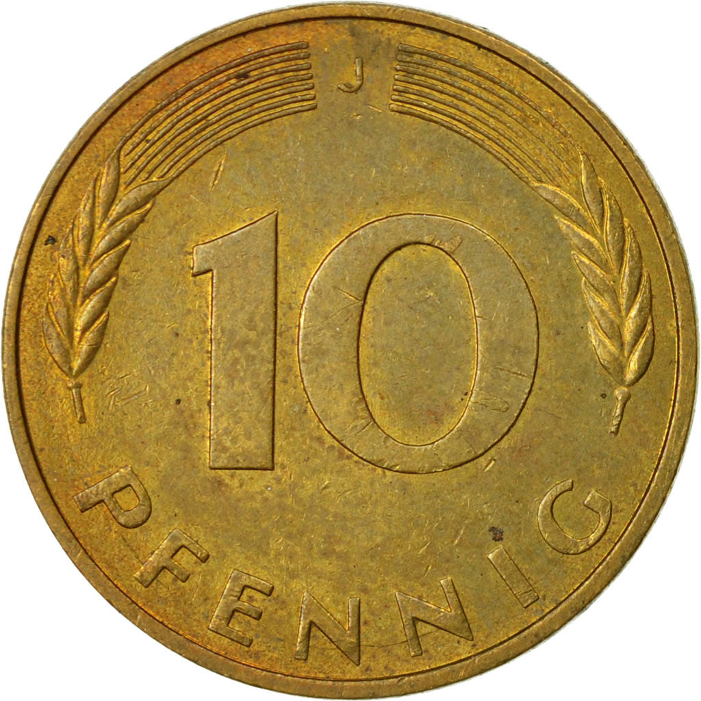 Moneta, Niemcy - RFN, 10 Pfennig, 1980, Hambourg, VF(30-35), Mosiądz powlekany