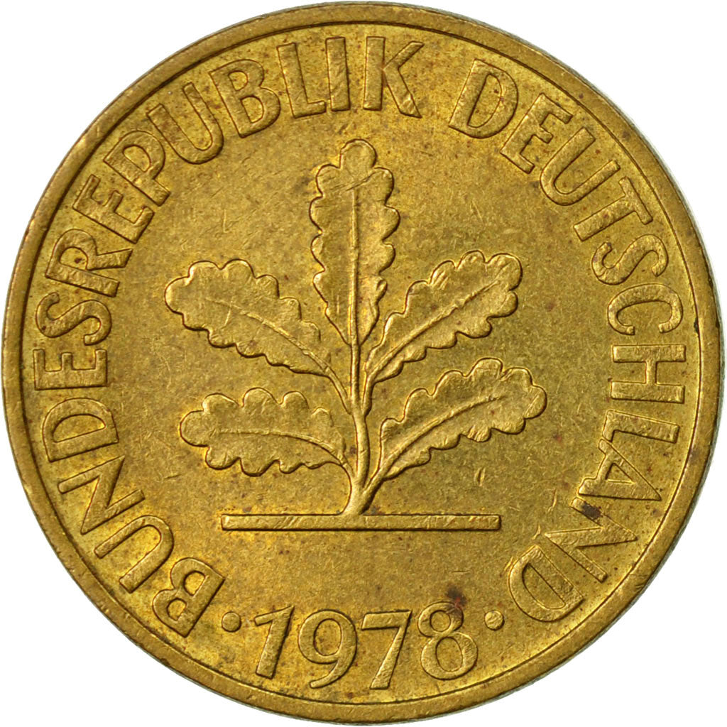 Münze, Bundesrepublik Deutschland, 10 Pfennig, 1978, Stuttgart, S+, Brass Clad