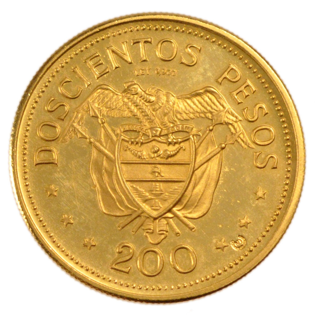 Coin, Colombia, 200 Pesos, 1968, MS(60-62), Gold, KM:232