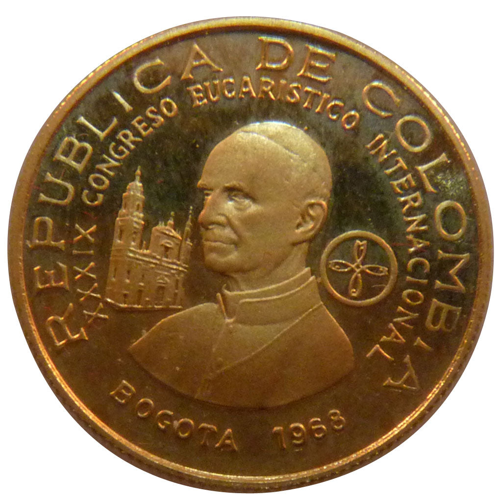 Colombia, 100 Pesos, 1968, KM #231, MS(60-62), Gold, 4.30