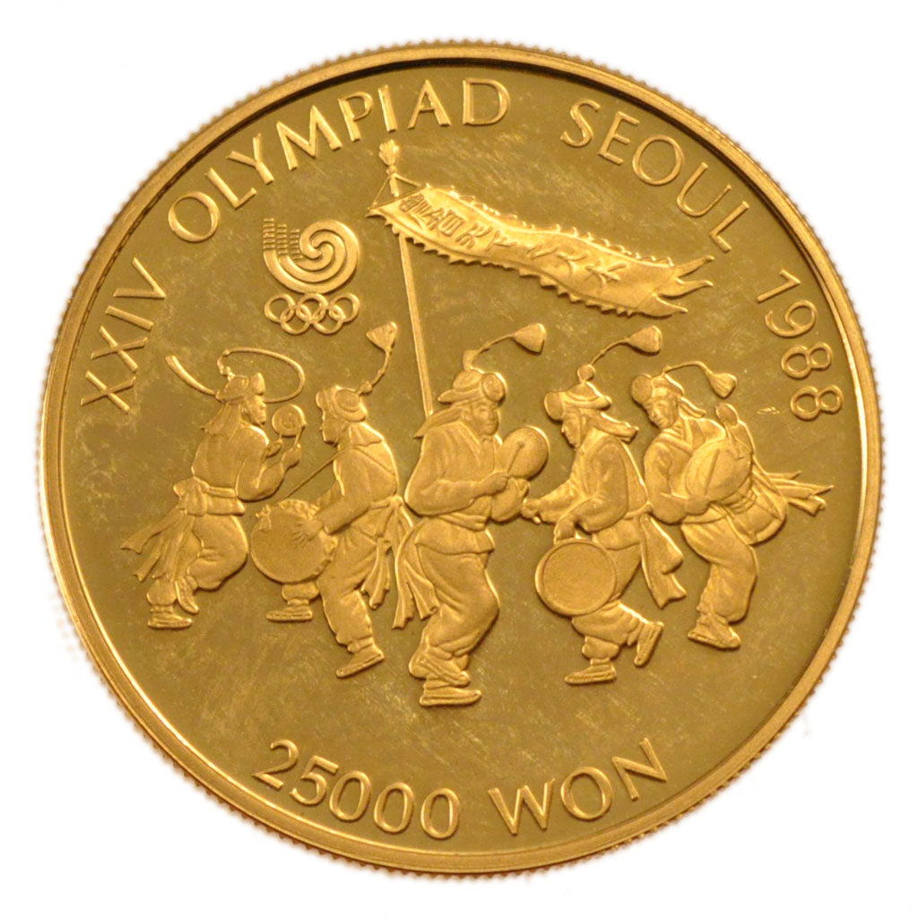 KOREA-SOUTH, 25 000 Won, 1986, KM #58, MS(65-70), Gold, 27, 16.70
