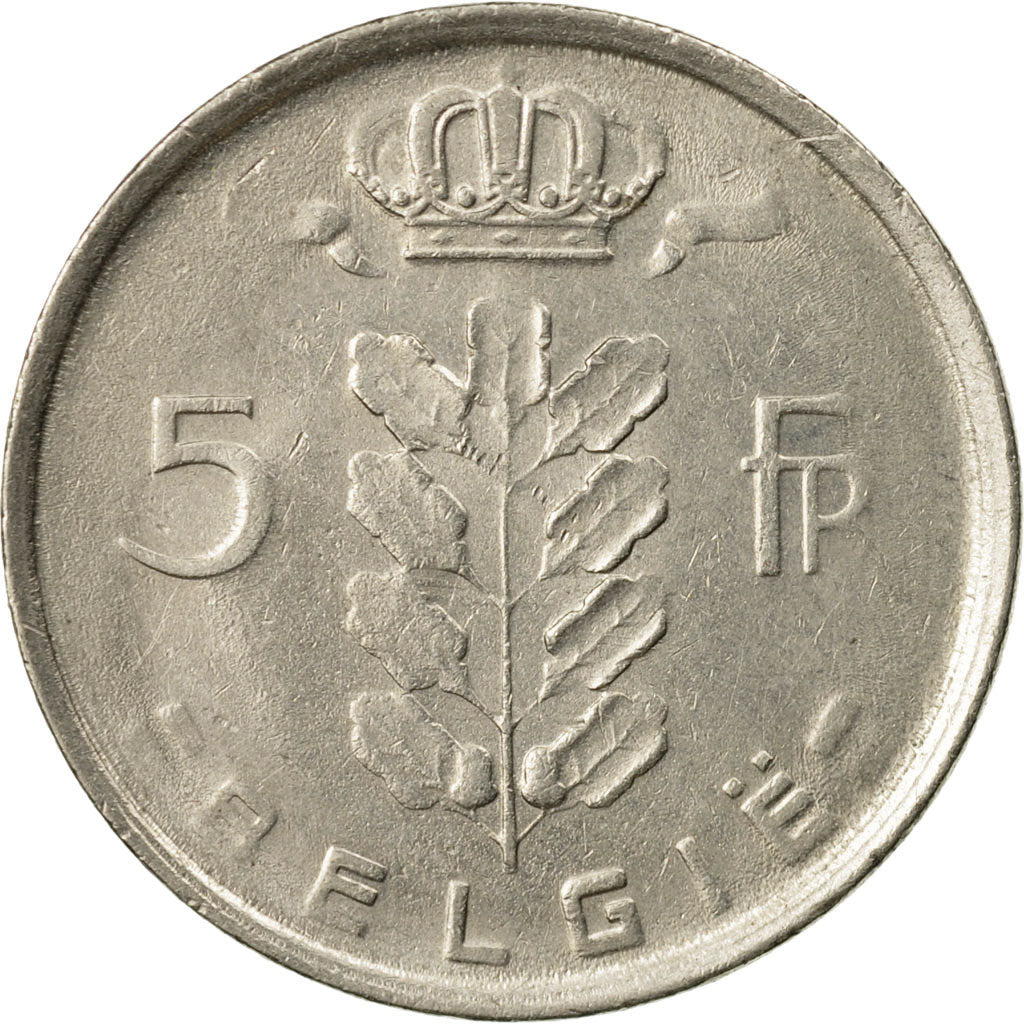 Coin, Belgium, 5 Francs, 5 Frank, 1977, AU(50-53), Copper-nickel, KM:135.1