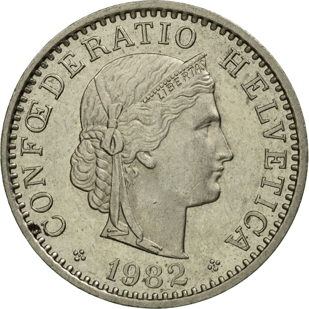 Moneda, Suiza, 20 Rappen, 1982, Bern, BC+, Cobre - níquel, KM:29a