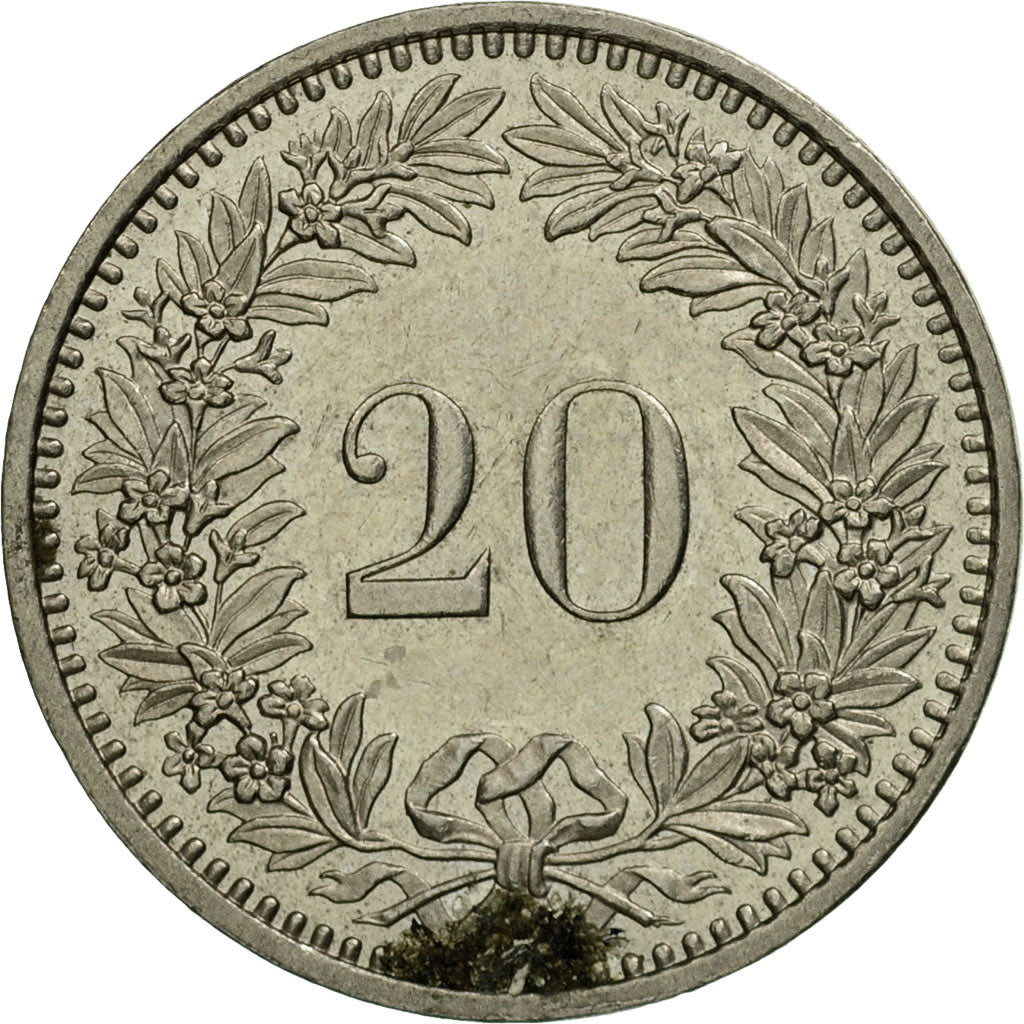 Moneda, Suiza, 20 Rappen, 1982, Bern, BC+, Cobre - níquel, KM:29a