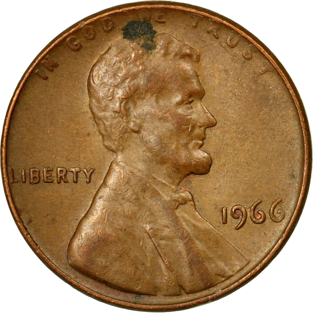 Coin, United States, Lincoln Cent, Cent, 1966, U.S. Mint, Philadelphia