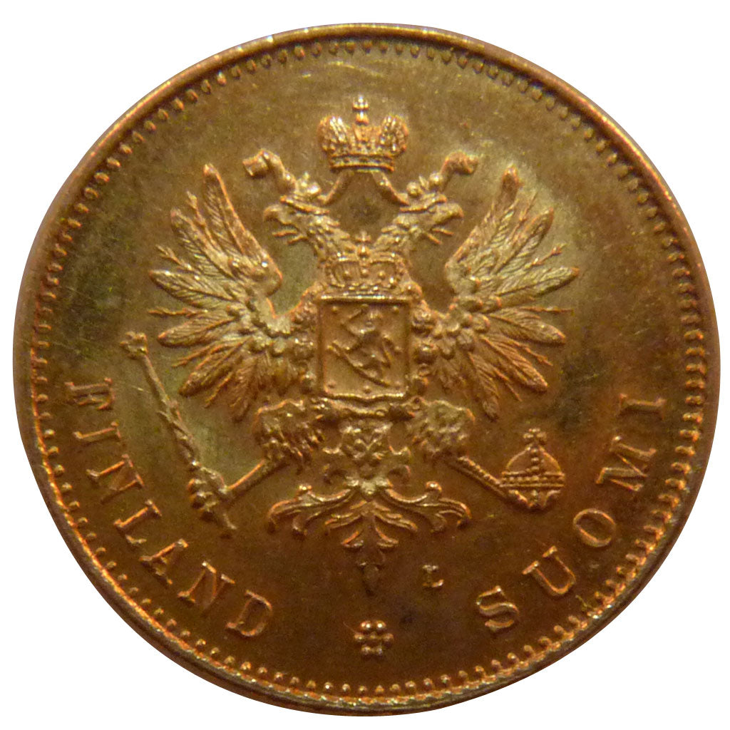 Finland, 20 Markaa, 1891, KM #9.2, AU(55-58), Gold, 21.3, 6.40