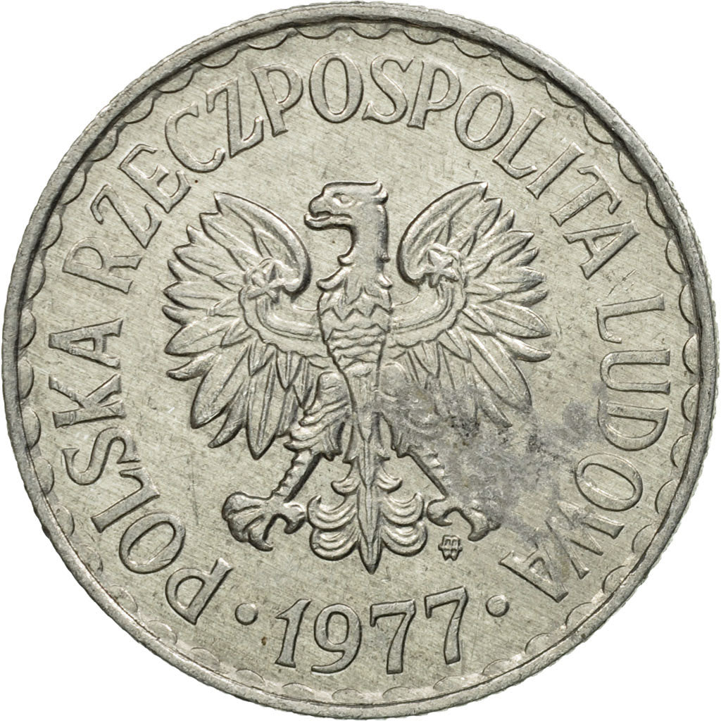 Coin, Poland, Zloty, 1977, Warsaw, AU(50-53), Aluminum, KM:49.1