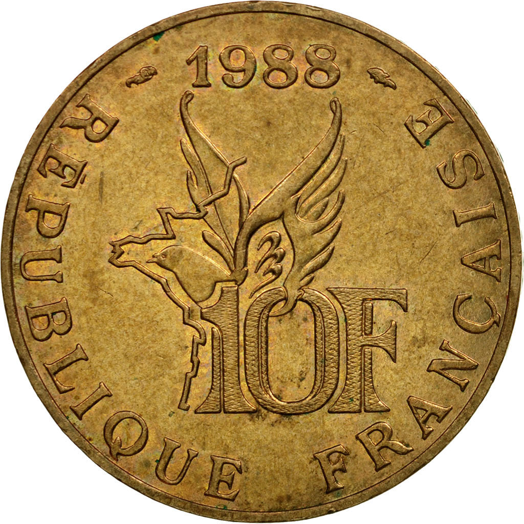 Moneda, Francia, Roland Garros, 10 Francs, 1988, Paris, MBC, Aluminio - bronce