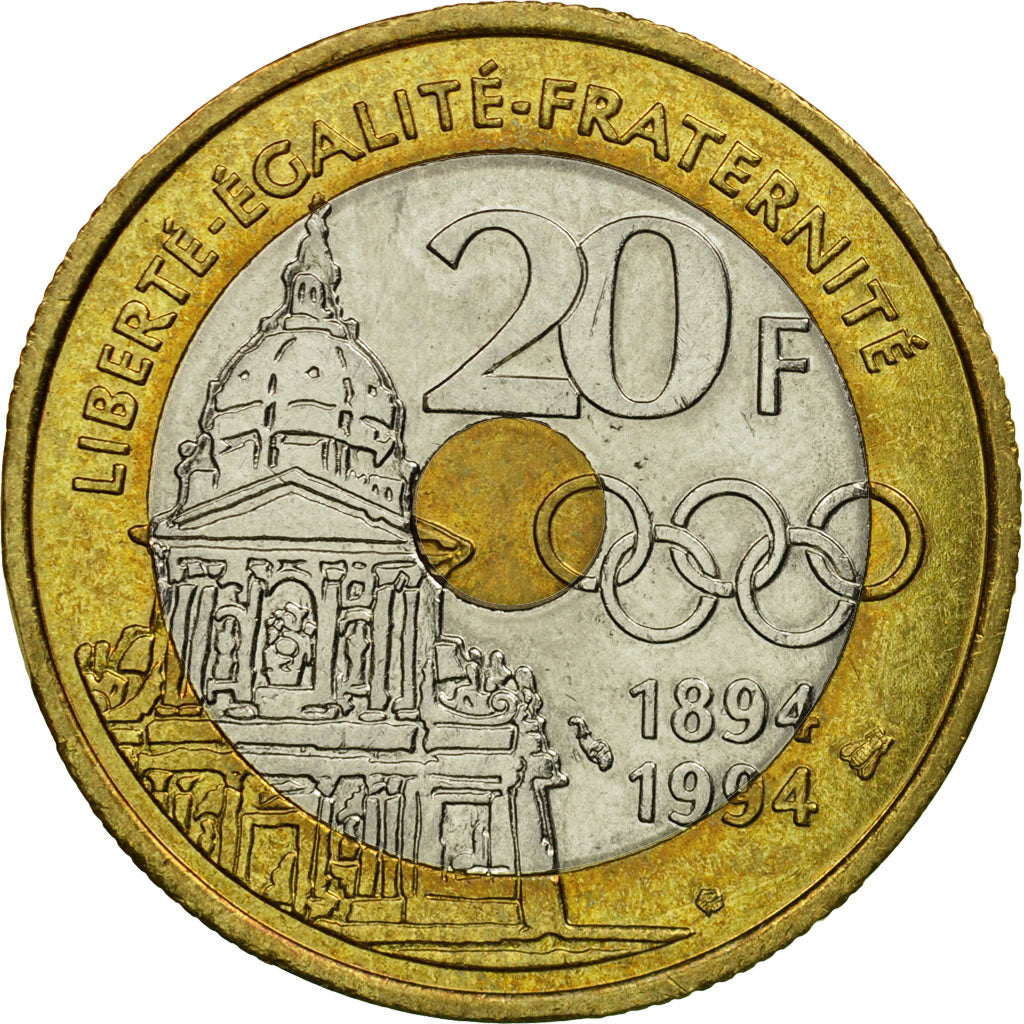 Monnaie, France, Pierre de Coubertin, 20 Francs, 1994, Paris, TTB+