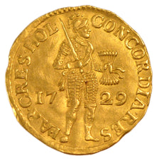 Netherlands, Ducat, 1729, KM #12, AU(55-58), Gold, 3.50