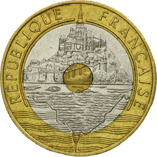 Moneta, Francia, Mont Saint Michel, 20 Francs, 1992, Paris, BB, Tri-metallico
