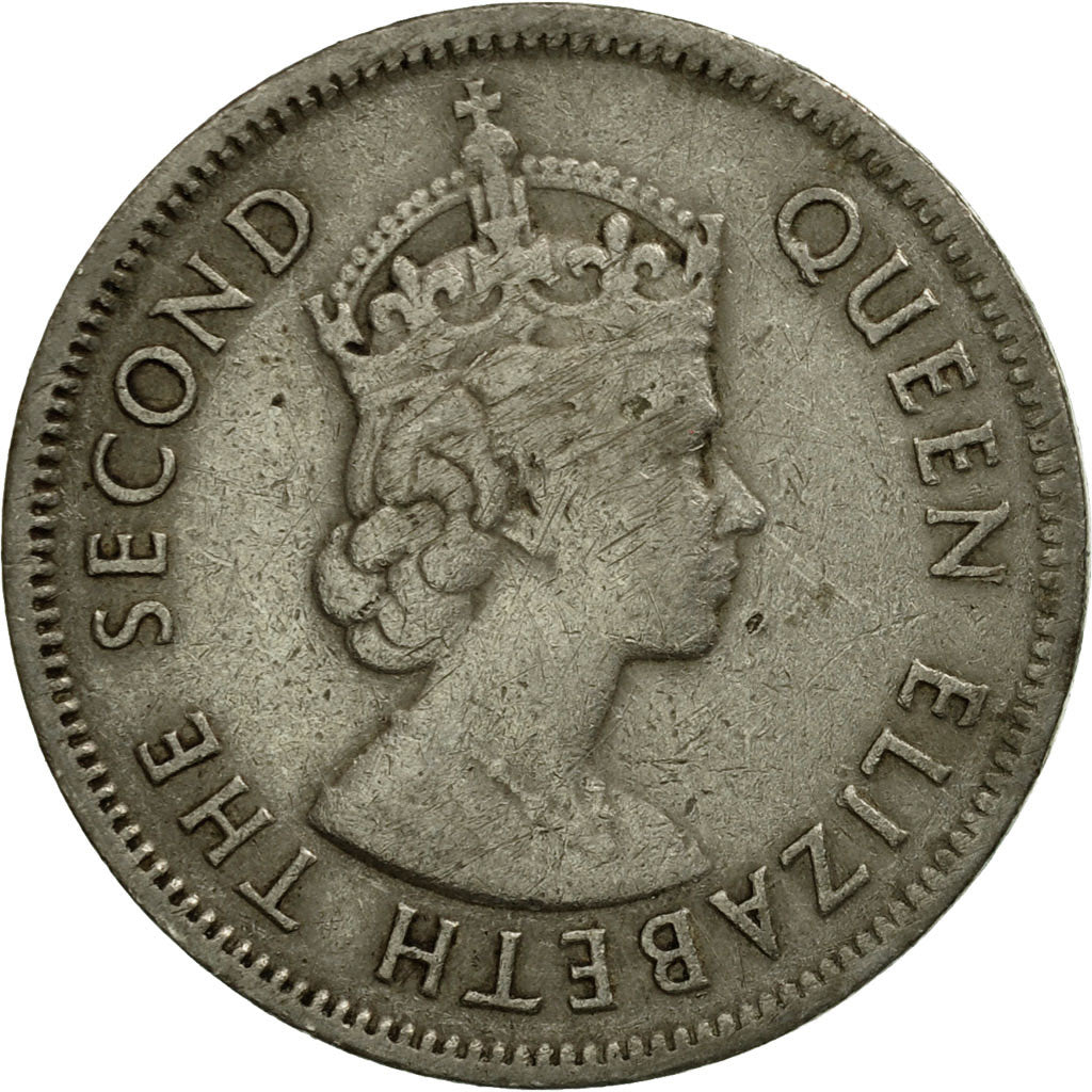 Coin, Mauritius, Elizabeth II, 1/2 Rupee, 1971, VF(30-35), Copper-nickel