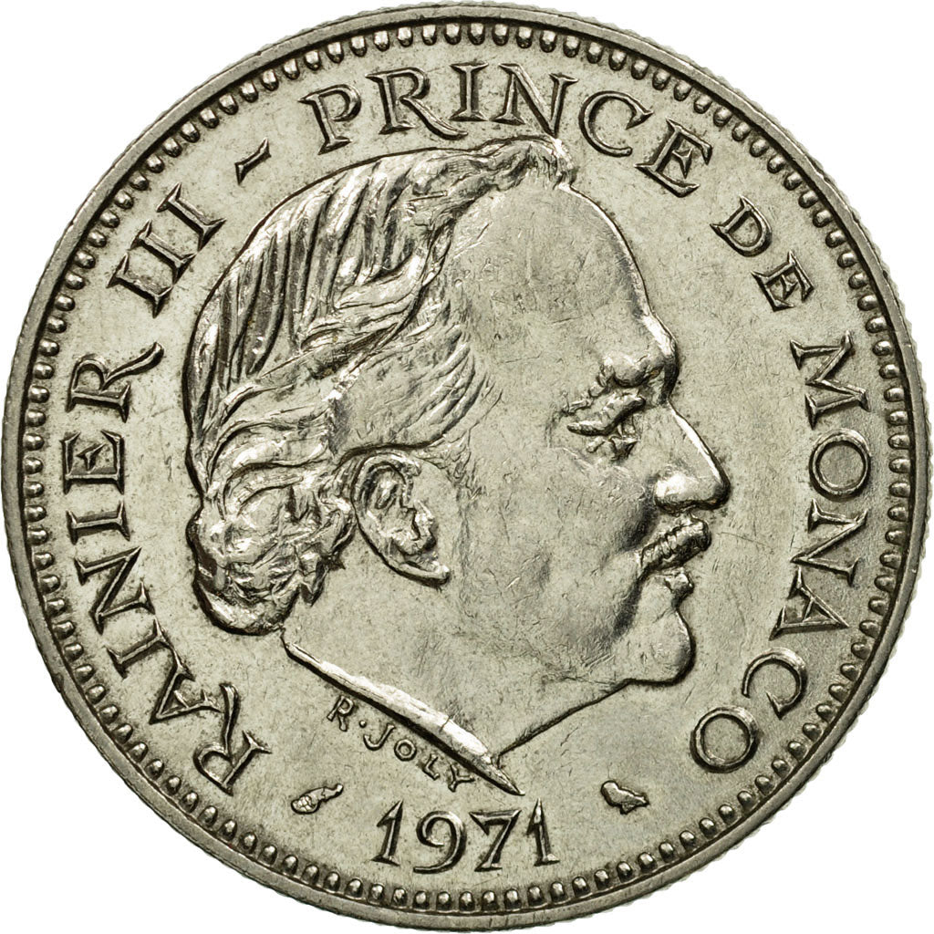 Coin, Monaco, Rainier III, 5 Francs, 1971, EF(40-45), Copper-nickel, KM:150