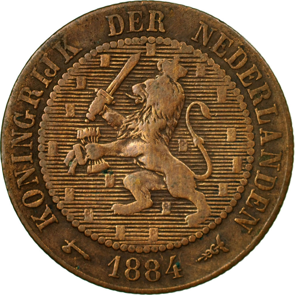 Coin, Netherlands, William III, 2-1/2 Cent, 1884, VF(20-25), Bronze, KM:108.1