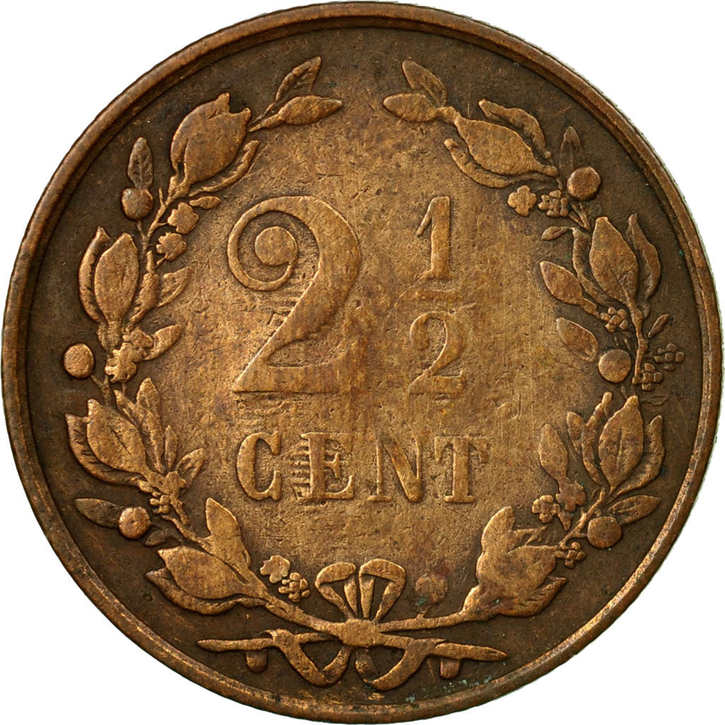 Coin, Netherlands, William III, 2-1/2 Cent, 1884, VF(20-25), Bronze, KM:108.1