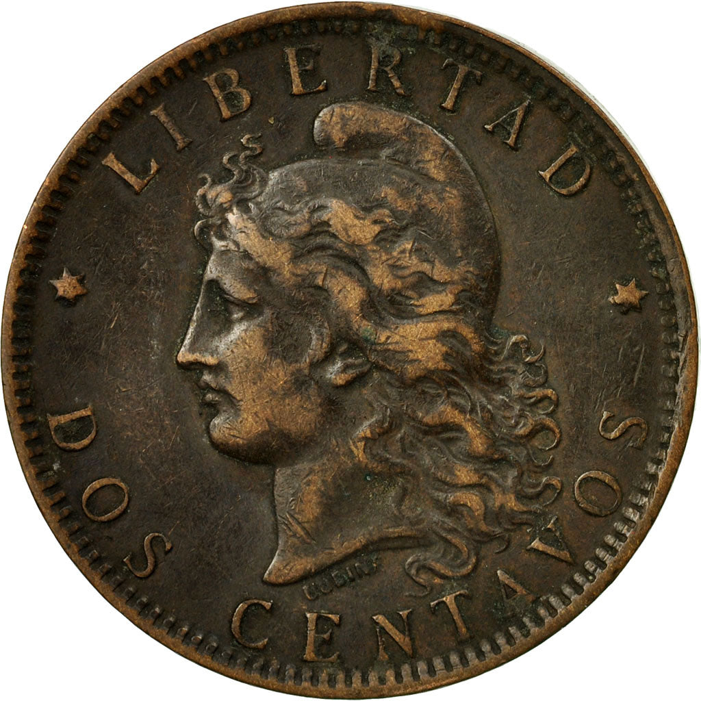 Coin, Argentina, 2 Centavos, 1893, EF(40-45), Bronze, KM:33
