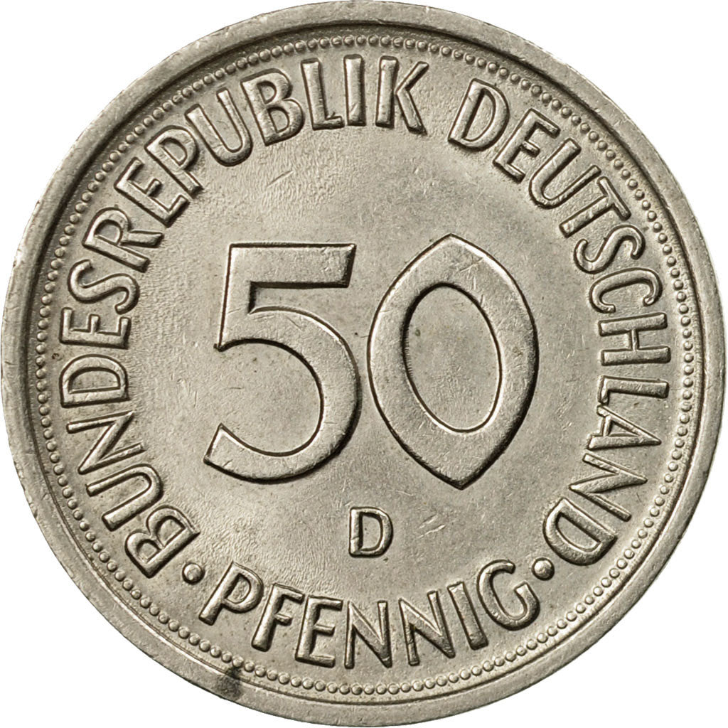 Coin, GERMANY - FEDERAL REPUBLIC, 50 Pfennig, 1980, Munich, AU(50-53)