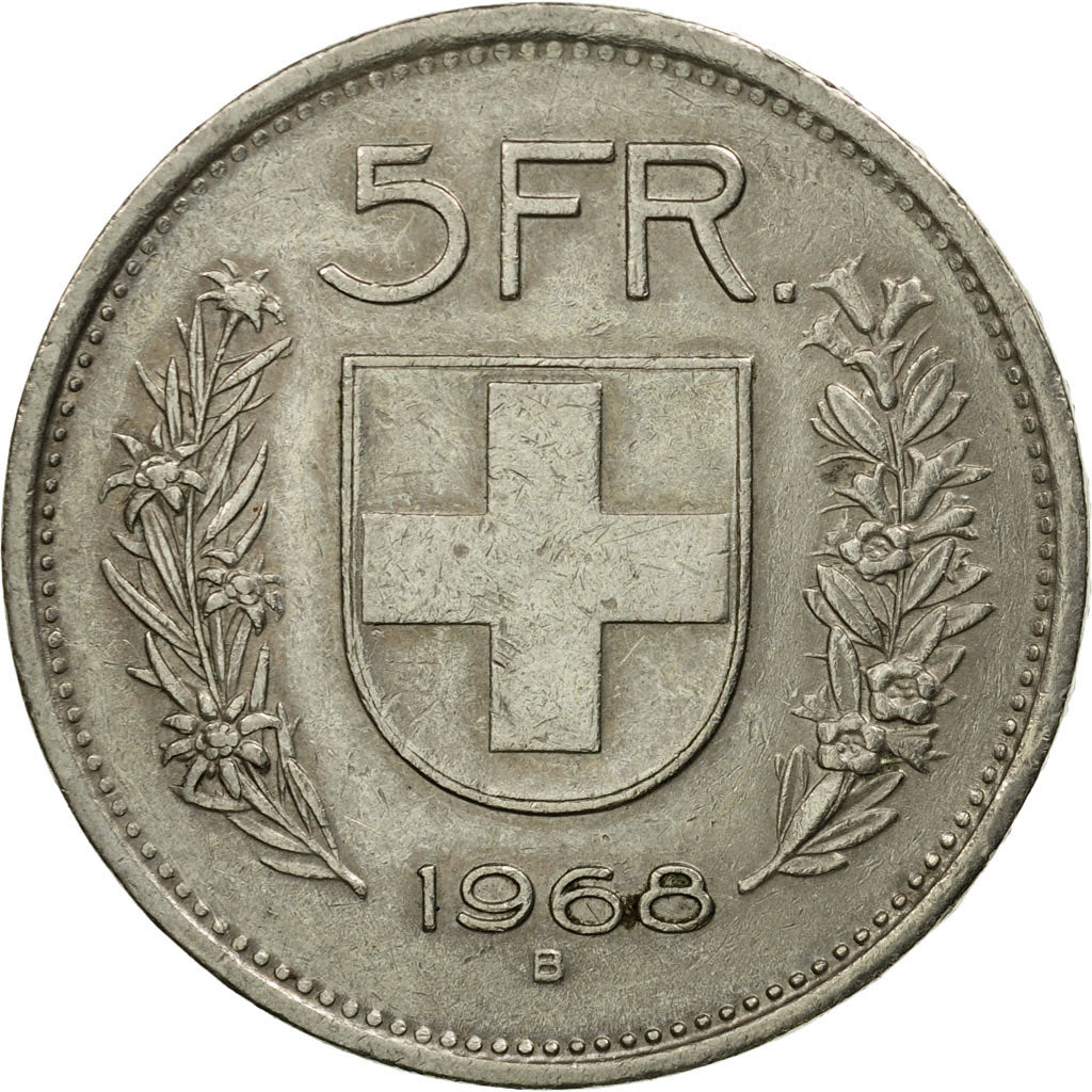 Moneta, Svizzera, 5 Francs, 1968, Bern, MB+, Rame-nichel, KM:40a.1