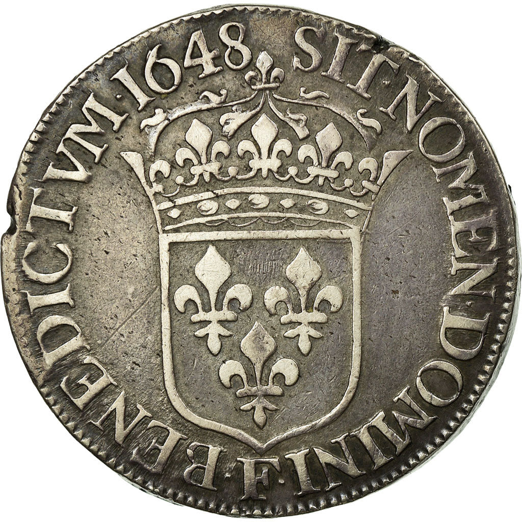 Moneda, Francia, Louis XIV, Écu à la mèche longue, Ecu, 1648, Angers, MBC