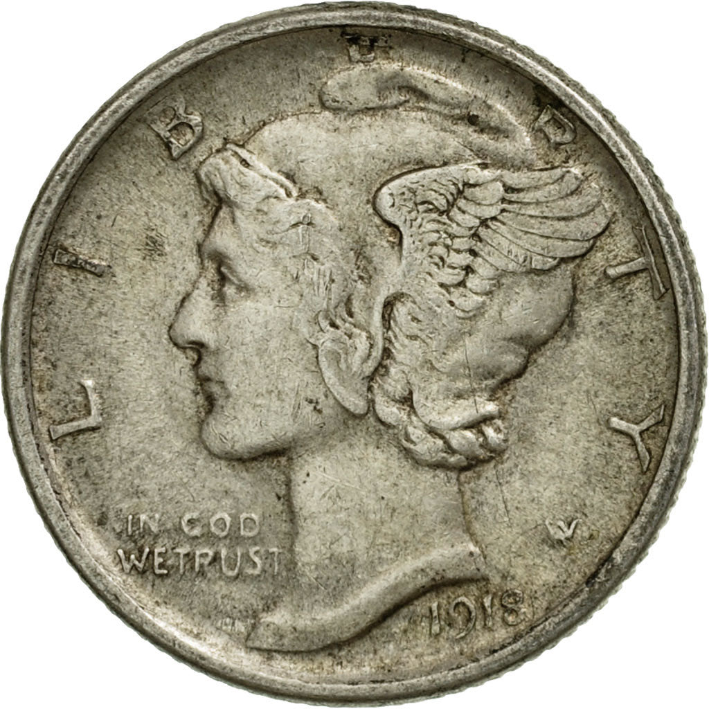 Coin, United States, Mercury Dime, Dime, 1918, U.S. Mint, Denver, VF(30-35)
