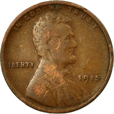 Monnaie, États-Unis, Lincoln Cent, Cent, 1915, U.S. Mint, Philadelphie, TB+