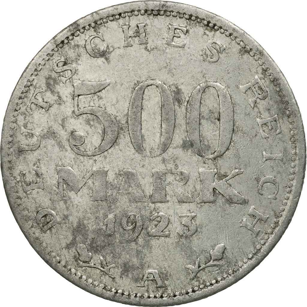 Coin, GERMANY, WEIMAR REPUBLIC, 500 Mark, 1923, Berlin, VF(20-25), Aluminum