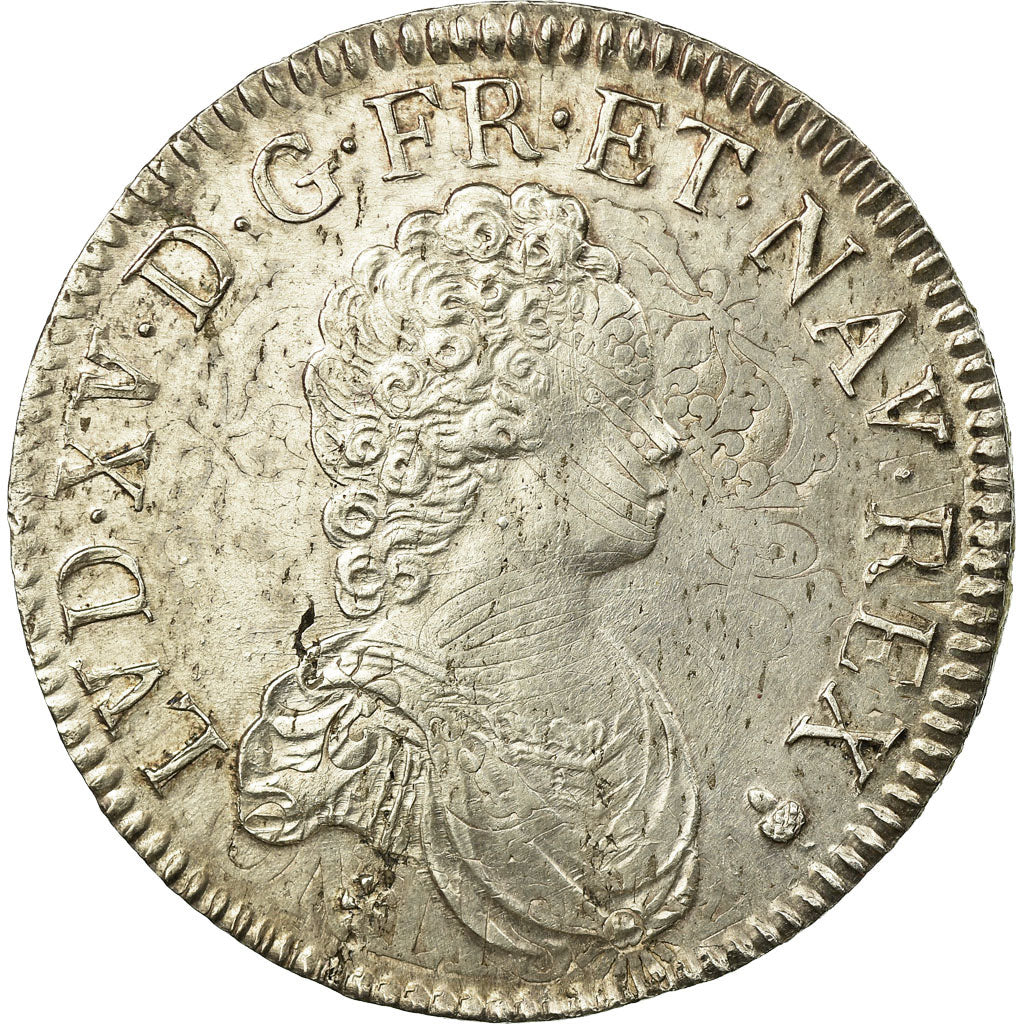 Moneta, Francja, Louis XV, Écu Vertugadin, Ecu, 1716, Reims, AU(50-53), Srebro