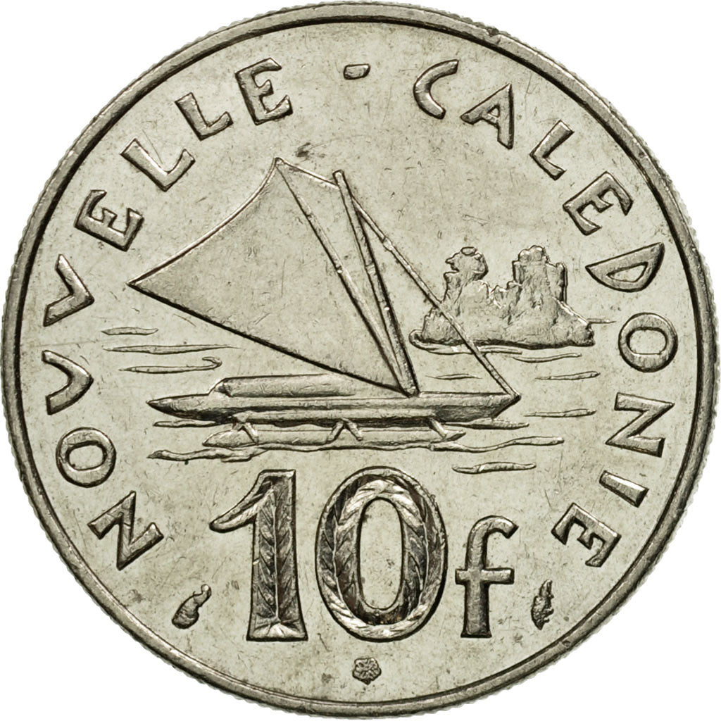 Moneda, Nueva Caledonia, 10 Francs, 1989, Paris, MBC+, Níquel, KM:11