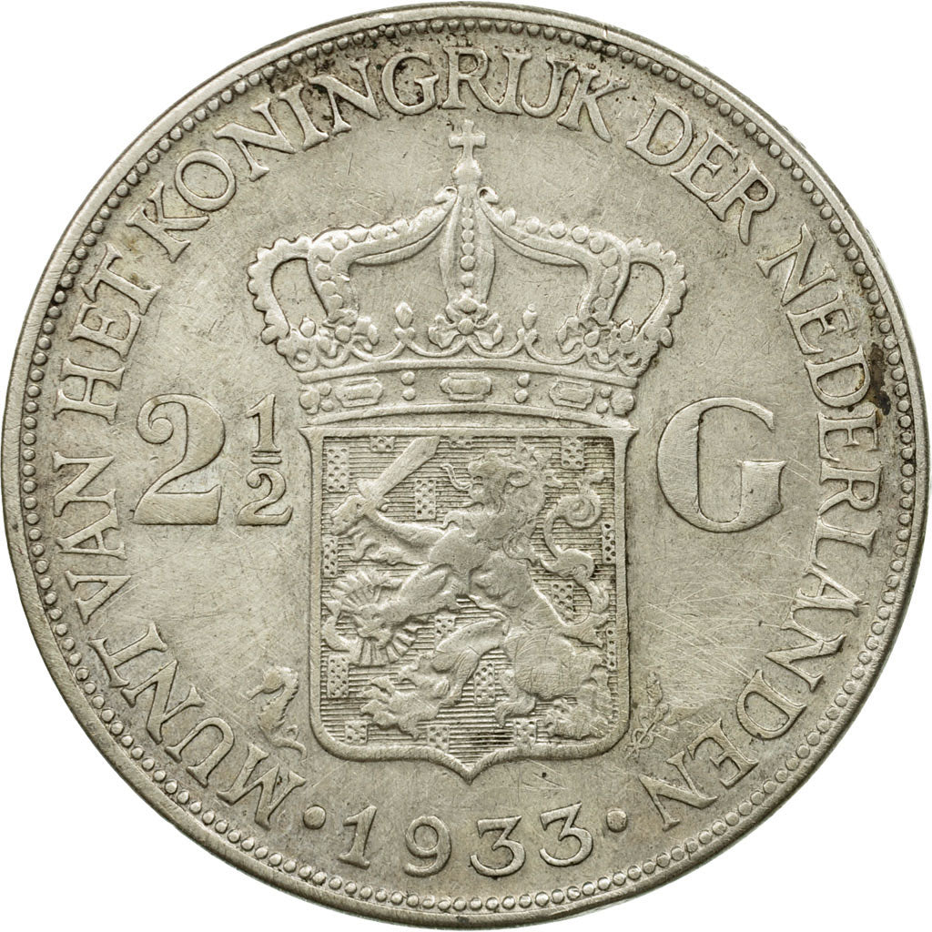 Moneta, Paesi Bassi, Wilhelmina I, 2-1/2 Gulden, 1933, BB, Argento, KM:165