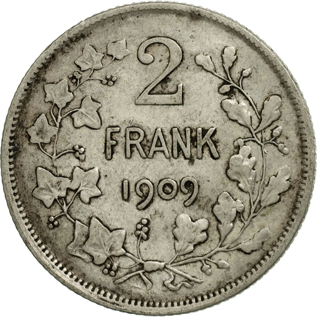 Coin, Belgium, 2 Francs, 2 Frank, 1909, EF(40-45), Silver, KM:59