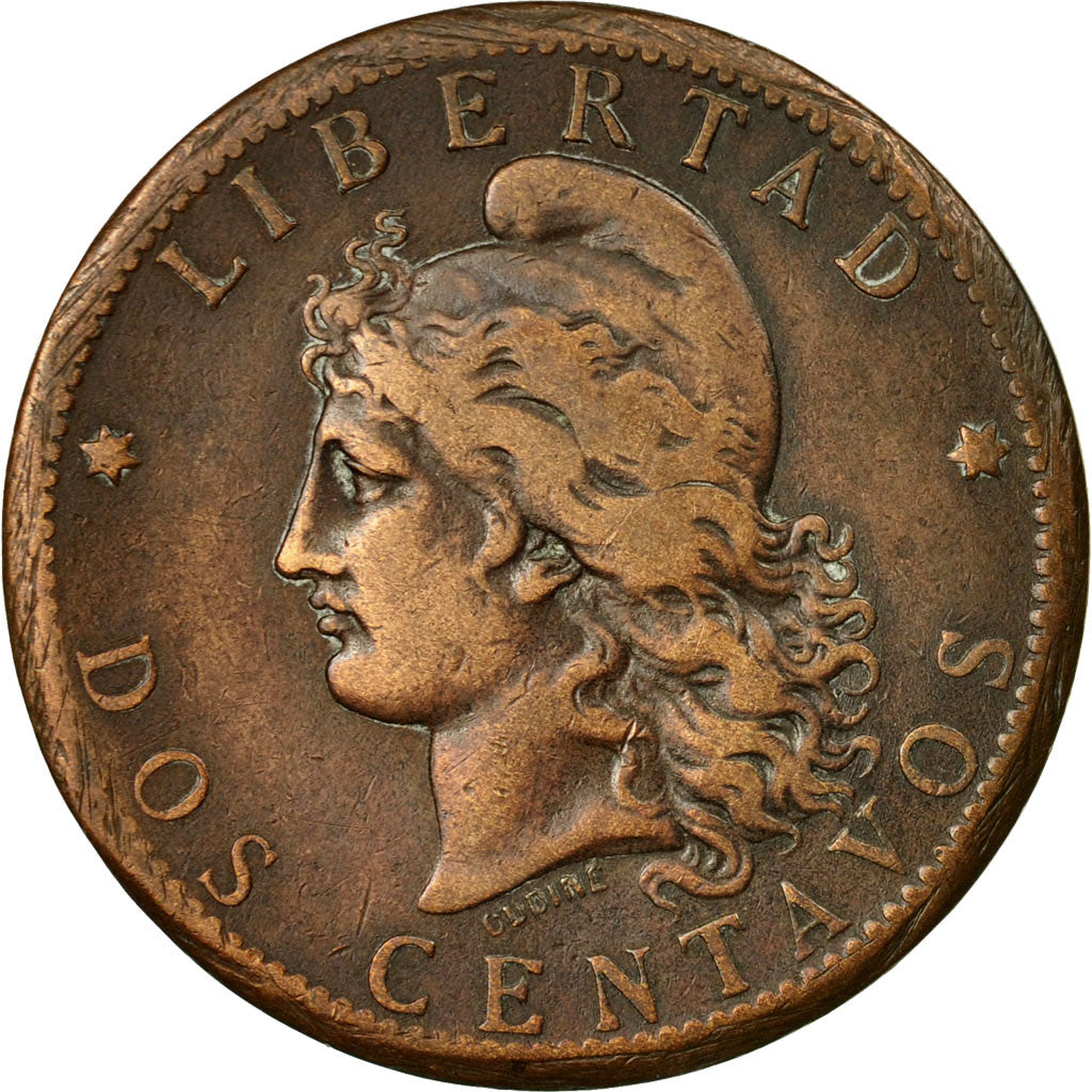 Coin, Argentina, 2 Centavos, 1891, AU(50-53), Bronze, KM:33