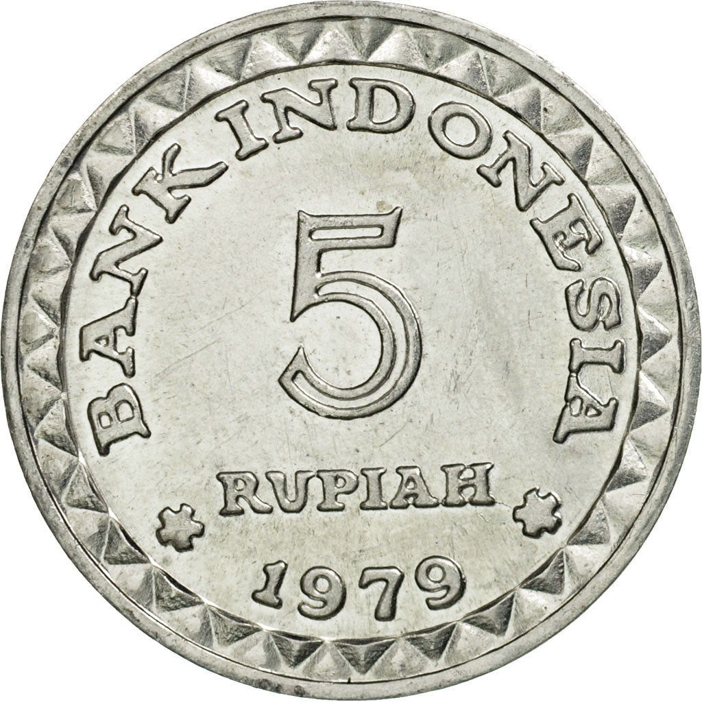 Coin, Indonesia, 5 Rupiah, 1979, AU(50-53), Aluminum, KM:43