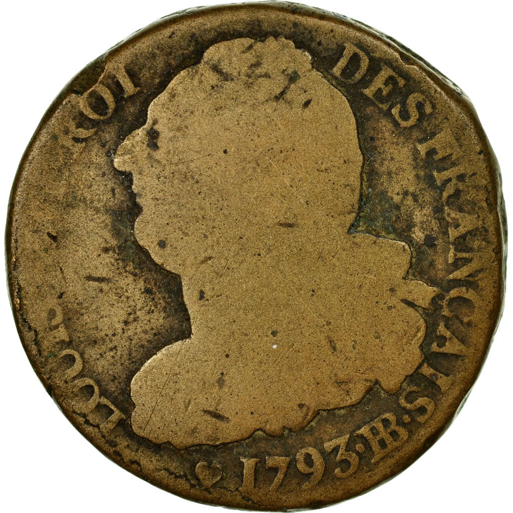 Coin, France, 2 sols françois, 2 Sols, 1793, Strasbourg, VF(20-25), Bronze