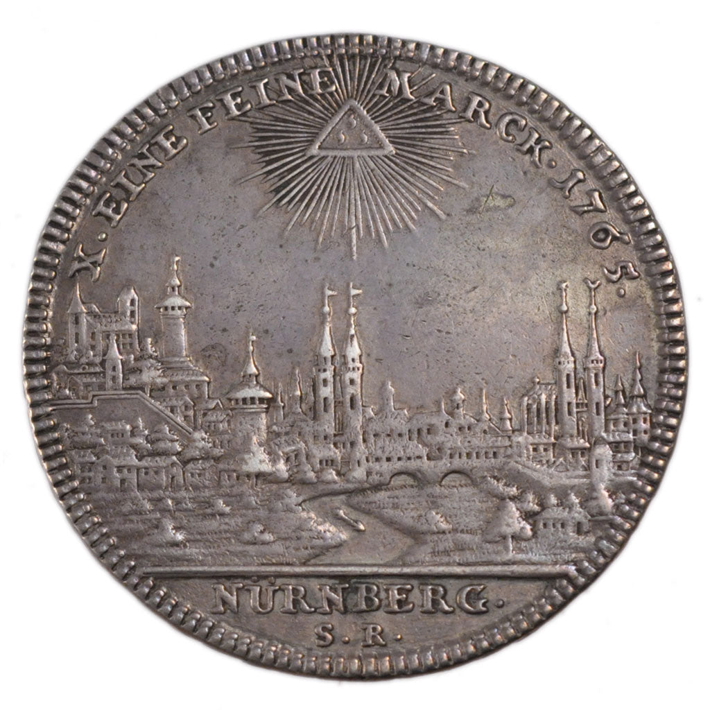 GERMAN STATES, Pfennig, 1765, KM #349, AU(50-53), Silver, 27.50
