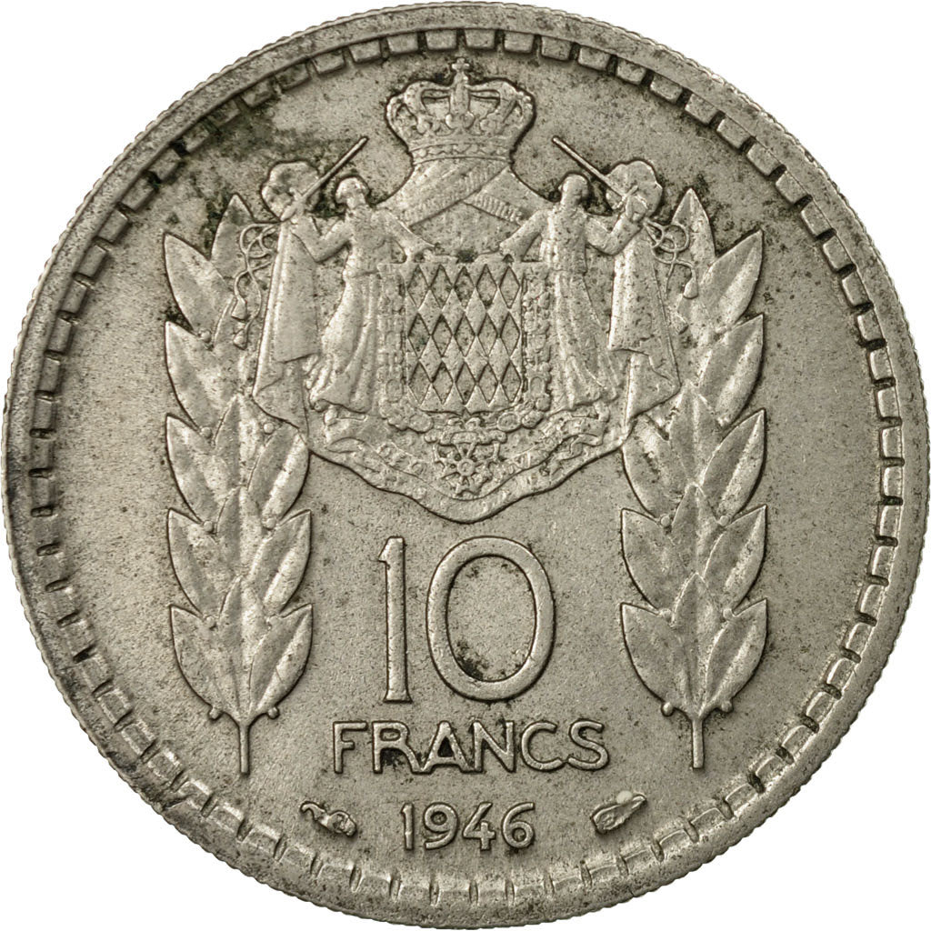 Monnaie, Monaco, Louis II, 10 Francs, 1946, Poissy, TTB, Copper-nickel, KM:123