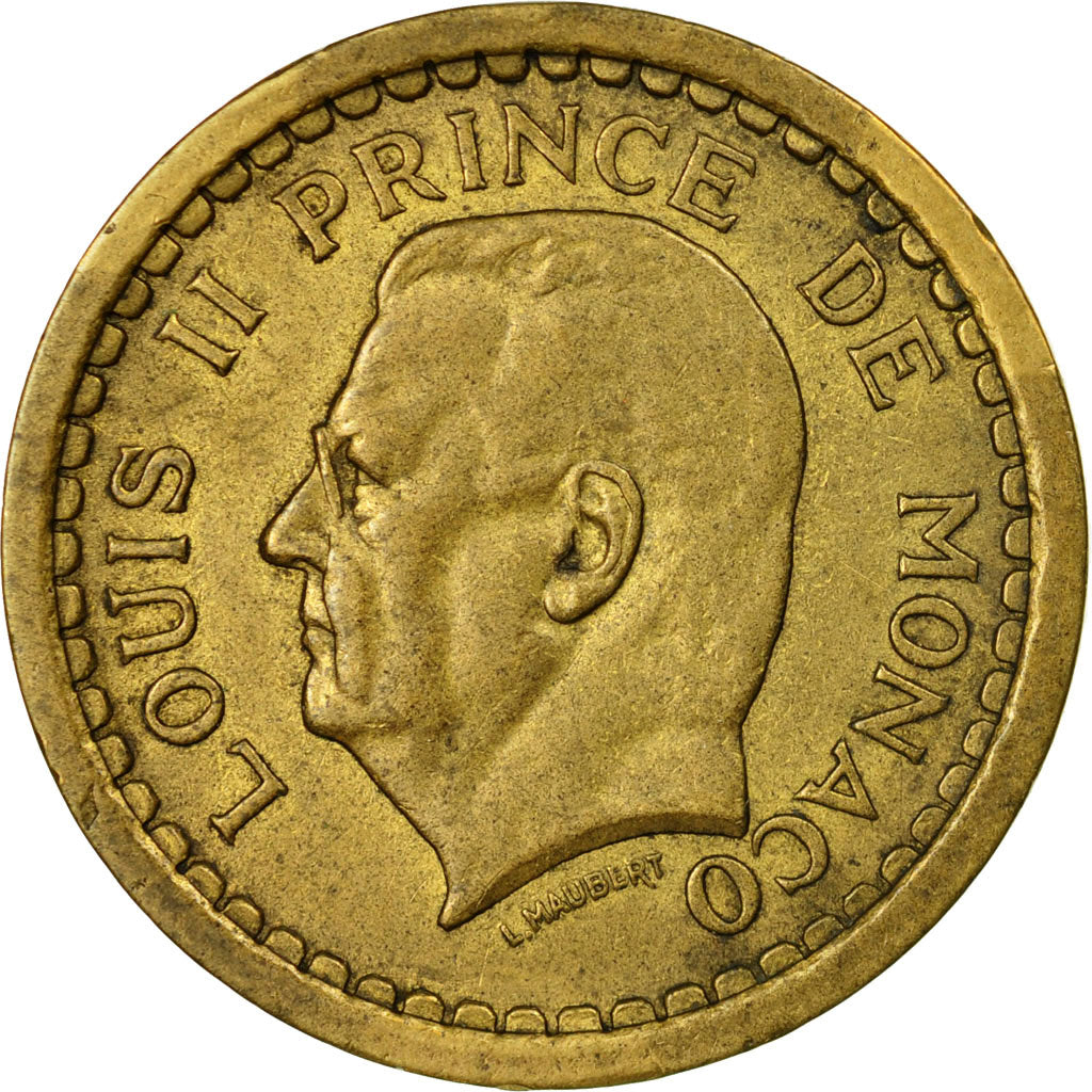 Monnaie, Monaco, Louis II, 2 Francs, 1943, Poissy, TTB, Bronze-Aluminium