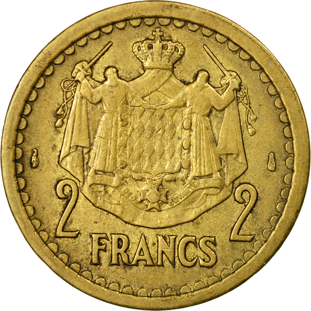Monnaie, Monaco, Louis II, 2 Francs, 1943, Poissy, TTB, Bronze-Aluminium