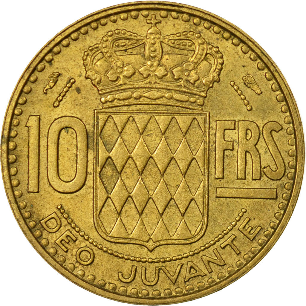 Coin, Monaco, Rainier III, 10 Francs, 1950, VF(30-35), Aluminum-Bronze, KM:130